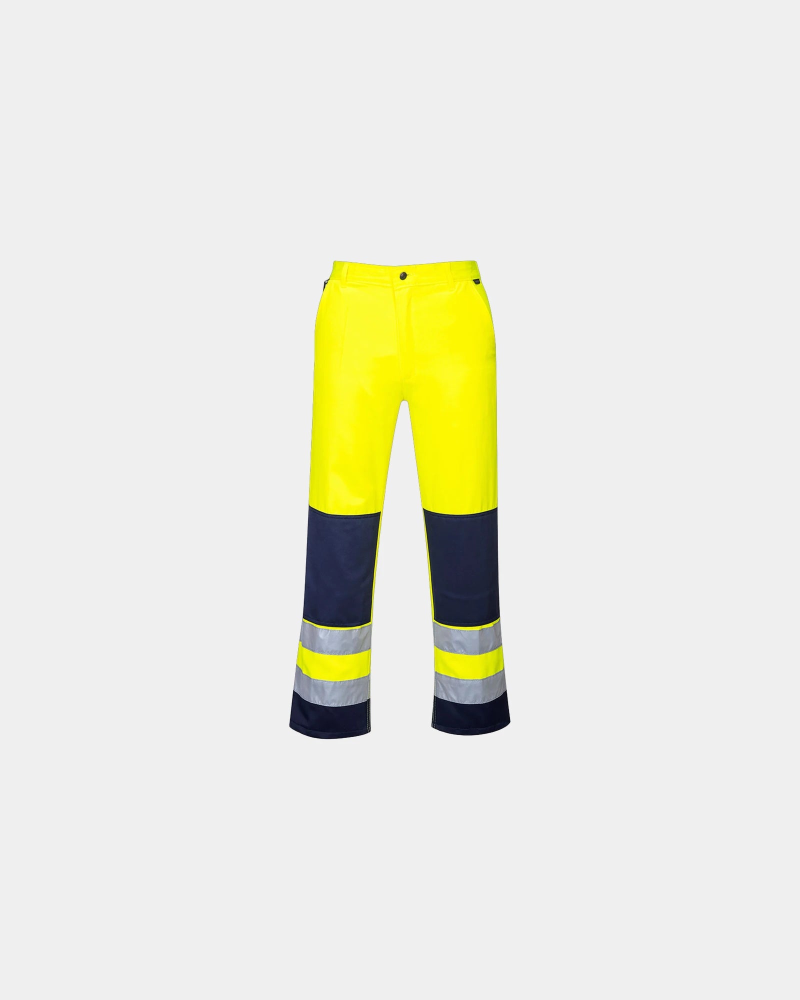 Hi-Vis broek polycoton versterkte naden om te personaliseren - Geel-Marineblauw